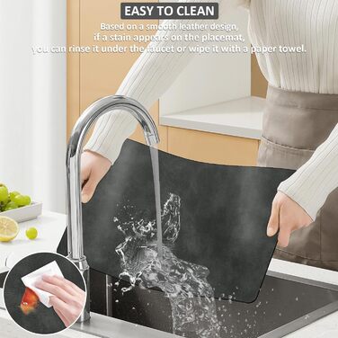 Підставки під гаряче та серветки під тарілку | Коричневе шкіряне покриття з м'якої шкіри, двосторонні, неслизькі, стійкі до подряпин | Підставки під тарілку для дітей, миючіся, термостійкі | для обіднього столу, кухні, квартири | Зелений та сірий колір (н