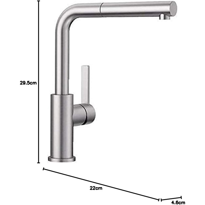 Змішувач для кухні BLANCO LANORA-S з нержавіючої сталі Високий тиск Висувний шланг Економія води