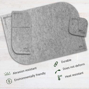 Набір підставок під посуд VILSTO, 18 шт., фетр, миючі, для столу, кухні, зелений (світло-сірий)