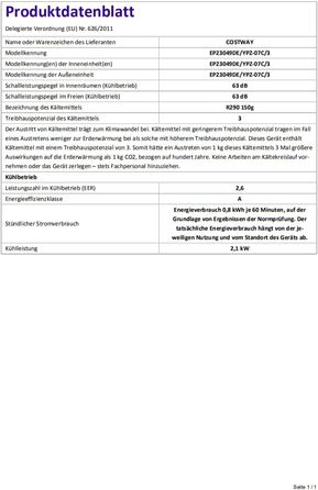 Мобільний кондиціонер COSTWAY 4 в 1 7000 BTU