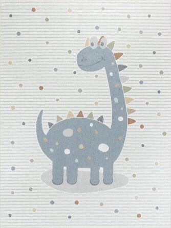 Дитячий килимок Surya Dinosaur - мультяшний килимок дитяча або дитяча кімната, дитячий килимок, ігровий килимок або ігровий килимок - дитячий килимок для хлопчиків і дівчаток, кремовий і сірий (80x150см, кремовий)