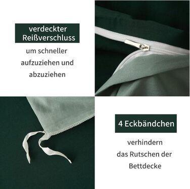 Бетлічна постільна білизна Baumwolle 200x220 см. Зелений, темно-зелений, салатний колір. Комплект: простирадло 200x220 см та 2 наволочки 80x80 см з блискавкою. Бавовна.