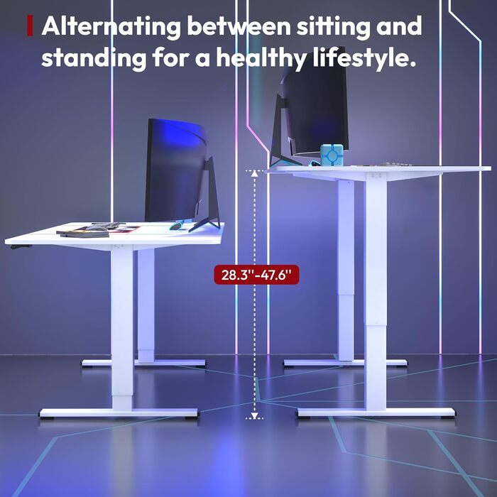 Регульований стіл Sanodesk з двома моторами – електричний стіл для роботи та ігор з пам'яттю, регулюванням висоти, 140x70 см (горіх) Білий+горіх