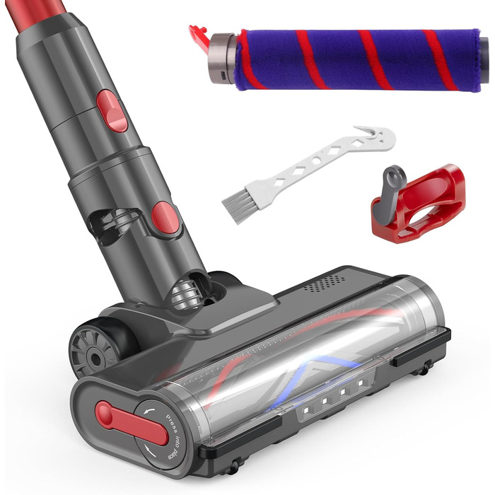 Щітка Suzao для Dyson V7 V8 V10 V11 V15 sv10, sv12, sv14, sv15, насадка для підлоги з м'якою щіткою, валик 4LED і блокування спускового гачка, змінні насадки для килимів, паркетних підлог, аксесуари для твердих підлог