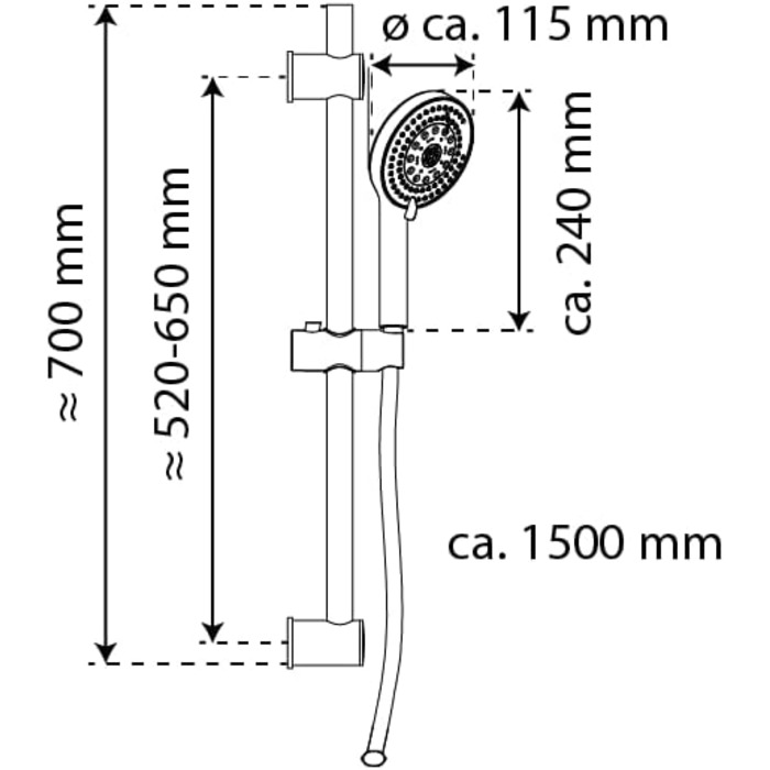 Дзеркальна душова система EISL CARNEO з термостатом, водоспадом та запобіжником 38°C, хром