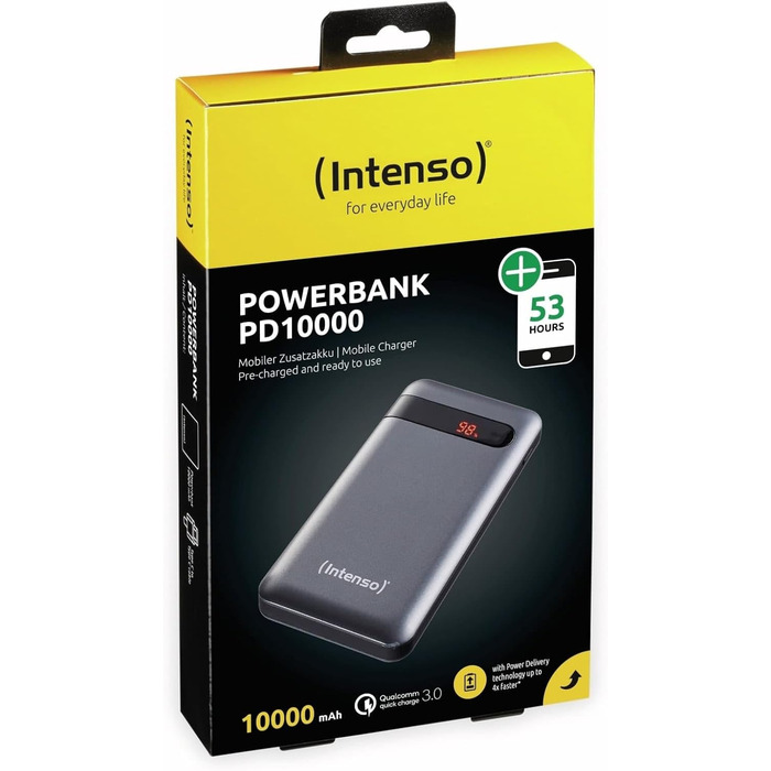 Зовнішній акумулятор з Power Delivery & Quick Charge 3, чорний, 7332330 Powerbank PD 10000mAh