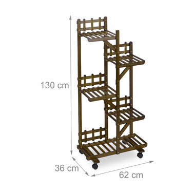 Relaxdays Коричнева полиця для рослин з бамбука 5 полиць