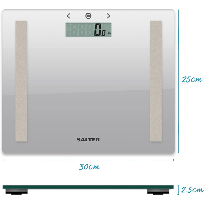 Цифрові ваги жиру в організмі Salter 9113 GY3R, 150кг, 8 користувачів, режим спортсмена, тонкий, срібло