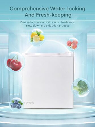 Міні-холодильник FOHERE 46L з відділенням для льоду | Компактний холодильник з регулюванням температури, енергозберігаючий, тихий | Ідеальний для офісу, кемпінгу та геймінгу | Змінний бік відкривання дверцят | Білий