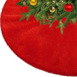 Різдвяна ковдра KONVINIT кругла синя Різдвяна ковдра спідниця Різдвяна ялинка килим з блискучою срібною різдвяною спідницею зі штучного хутра з мікрофібри, близько 78 см (червоний, діаметр 90 см)