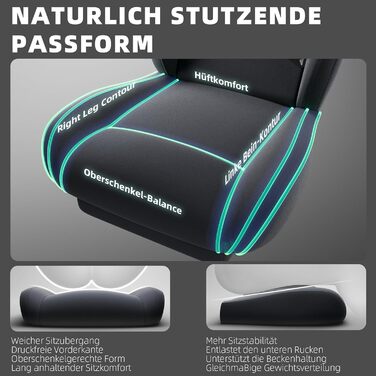 Ігрове крісло Dowinx з масажем попереку, регульованою підголівником, потовщеним сидінням, висувною підніжкою, регульованими підлокітниками, мікрофібровим велюром, нахилом 160°, темно-сіре