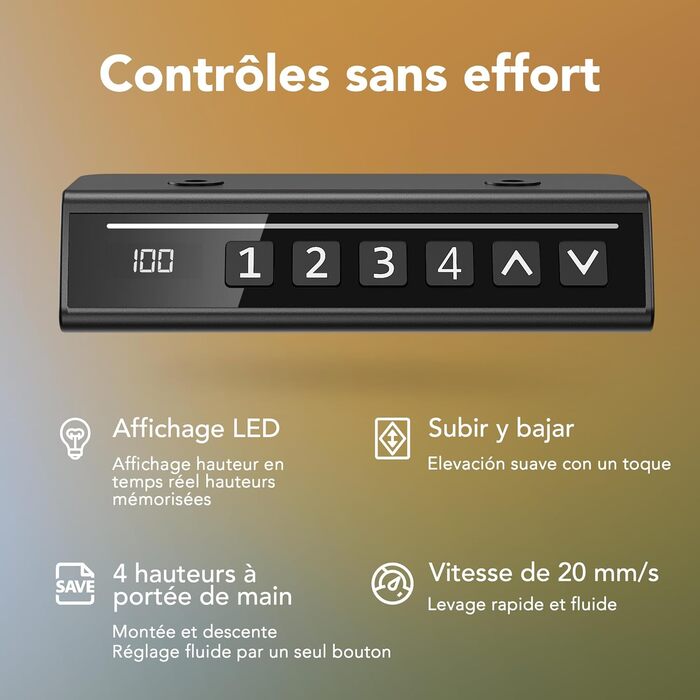 Електричний стіл HUANUO, 80 x 48 см, 4 положення, для дому та офісу