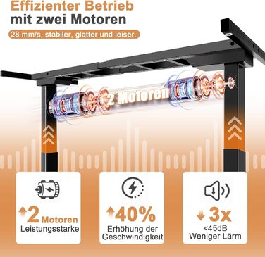 Регульований за висотою стіл (підйомний) електричний з 2 моторами, чорний. Панель керування з 3 пам'яттю, максимальне навантаження 200 кг. Тільки каркас.