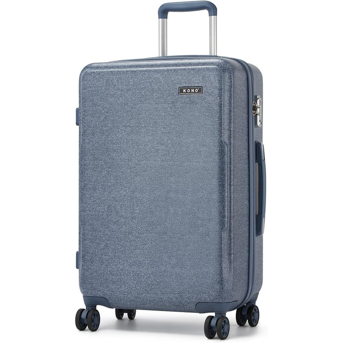 Чемодан KONO середнього розміру, 60L, ABS+PC, білий/коричневий, з TSA замком