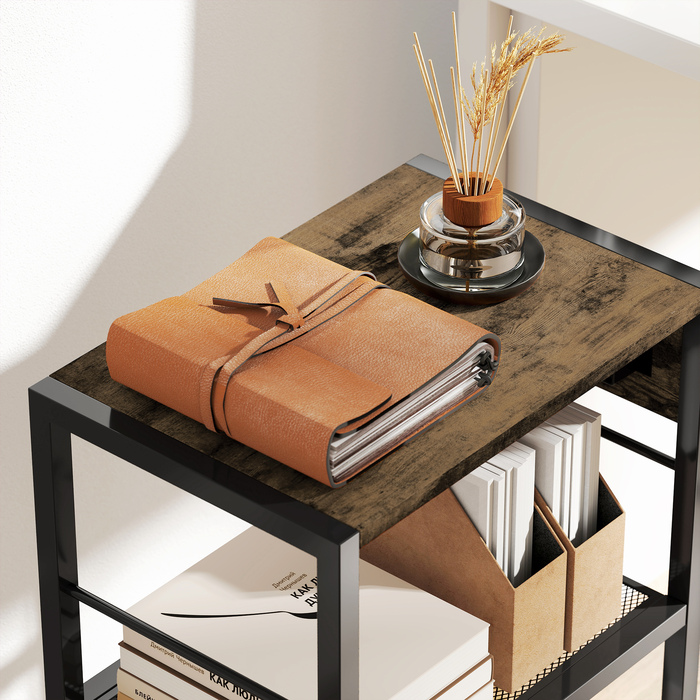 Підставка для принтера з полицею та колесами, з розетками, USB та USB-C портами, до 40 кг, у стилі рустикального коричневого