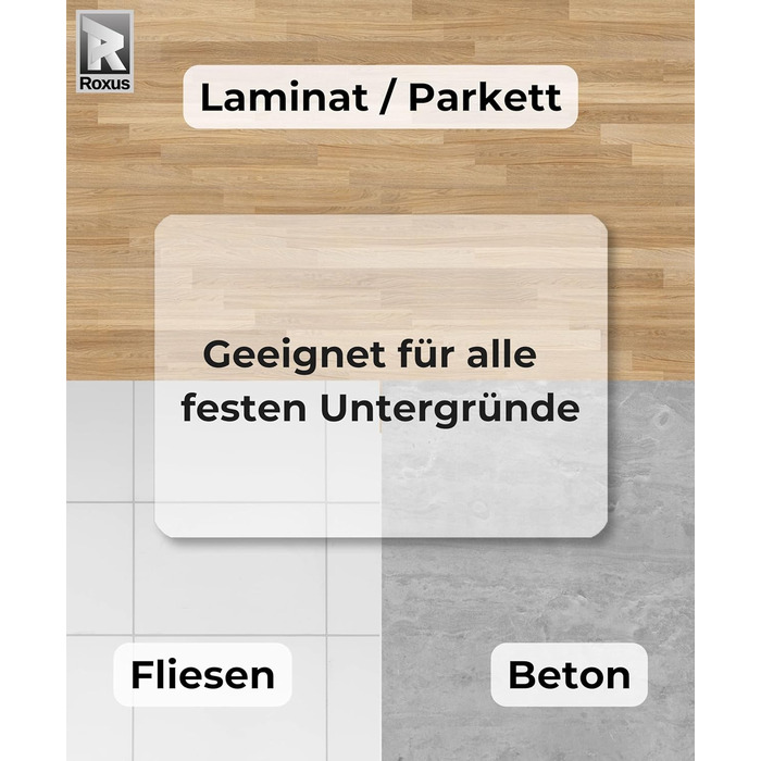 Килимок під офісне крісло Roxus® - захист для підлоги (різні розміри, молочний колір) - підходить для паркету, ламінату, килима, плитки, твердих підлог. Захист для геймінгового крісла