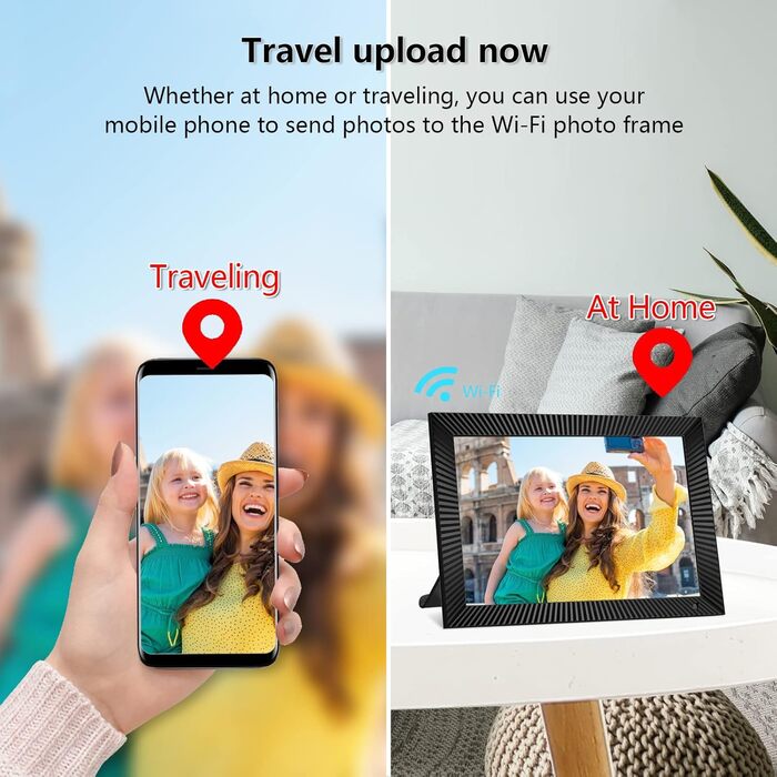 Цифровий фоторамка Frameo 10.1 дюймів з Wi-Fi, датчиком руху, 32GB пам'яті та сенсорним екраном