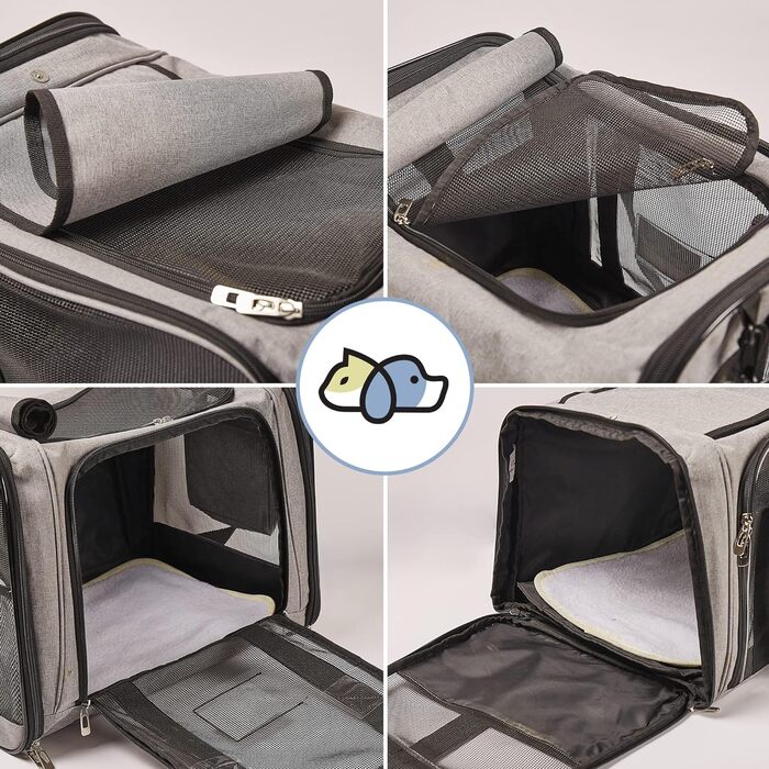 Ящик для собак сірий 43x334см для собак/котів - дихаючий, напівпрозорий. Ідеально підходить для подорожей автомобілем/літаком.