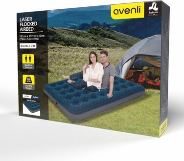 Надувний матрац для кемпінгу та дому AVENLI - 191x137x22 см, для 2 осіб, з флокированим покриттям