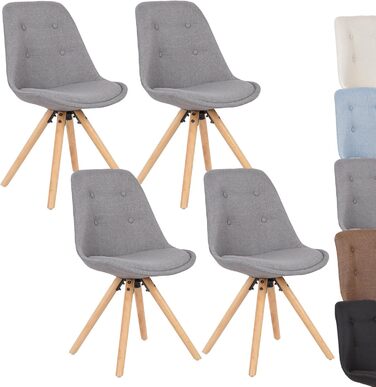 Набір обідніх стільців Woltu 4 шт., стиль скандинавський, сірий, з м'яким сидінням з льону, для кухні та вітальні