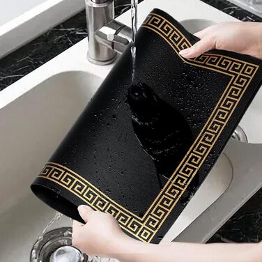 Набори підставки під гаряче Fanquare, 6 шт., зелені, прямокутні, з екошкіри, з золотим кантом. Стійкі до нагрівання, миючіся, неслизькі підставки для столу, 45*30 см. Ідеально для декору весільного столу.