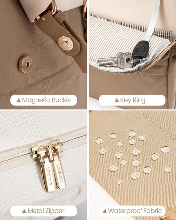 Жіночий рюкзак LOVEVOOK 15.6 дюймів: водонепроникний, для ноутбука, універсальний, для роботи, навчання, подорожей, бежевий/коричневий