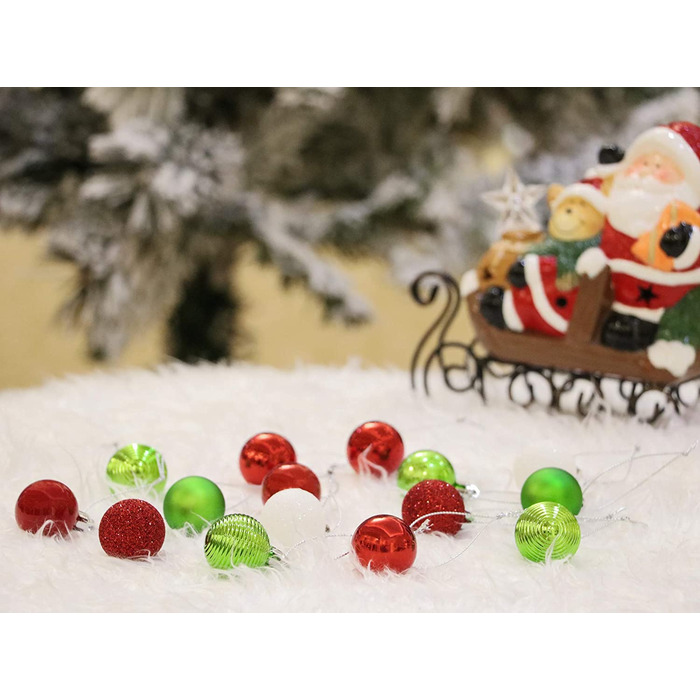 Валерій Маделін Різдвяні кулі 49 шт. 3 см пластикові ялинкові кулі Різдвяний декор з вішалкою блискучі блискучі матові прикраси для різдвяної ялинки тема прикраси (червоний зелений білий)
