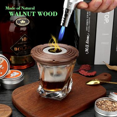 Набір для копчення коктейлів: 4 дерев'яні чіпси, аксесуар для віскі, коктейлів, кави, бурбону та м'яса