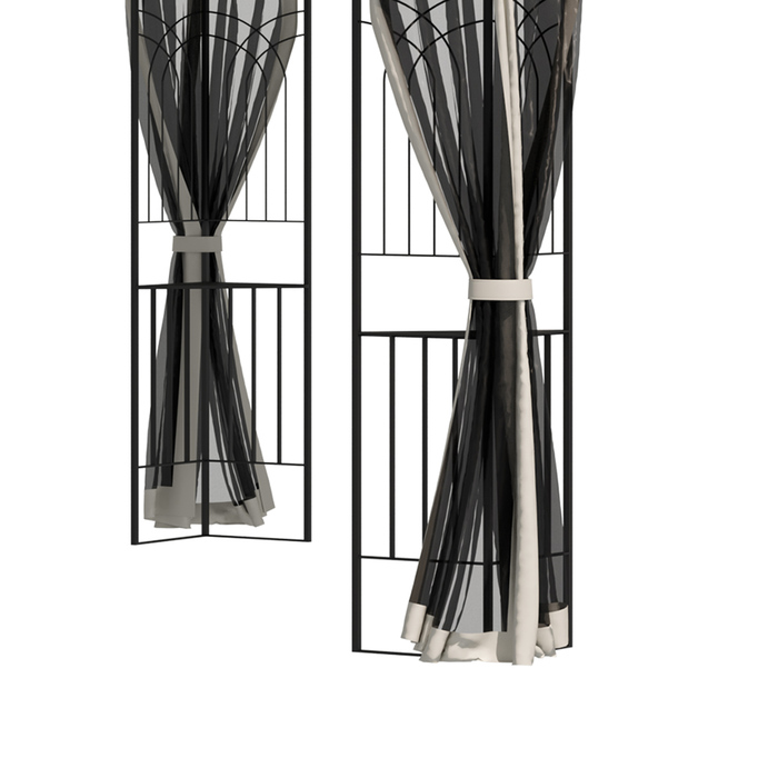 Павільйон для саду з подвійним дахом, намет для саду, святковий намет, вечірковий намет з 4 боковими стінками, метал + поліестер, бежевий, розмір 2,99 x 2,99 x 2,74 м