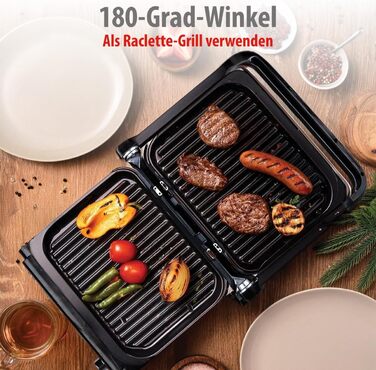 Контактний гриль Alpina Optigrill 2100W: гриль для сендвічів, паніні та овочів з антипригарним покриттям та інтелектуальним режимом приготування