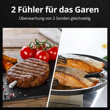 Бездротовий термометр для м'яса з 2 зондами, Bluetooth 5.4, Wi-Fi, LED-дисплей, для приготування BBQ та кулінарії