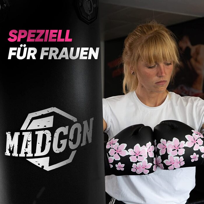 Жіночі боксерські рукавички преміум-класу MADGON - жіночі рукавички для кікбоксингу, бойових мистецтв, ММА, спарингу, Муай Тай, боксу, 12 унцій Blossom
