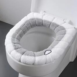 Чохол для сидіння унітазу, чохол для сидіння унітазу, подушка з петлею для підвішування, для ванної кімнати, м'який і теплий, можна прати, 2 шт. и сірий