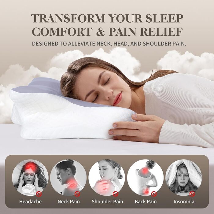 Ортопедична подушка для шиї з піною з пам'яті ефекту, для тих, хто спить на боці, сірий колір, 35x15 см