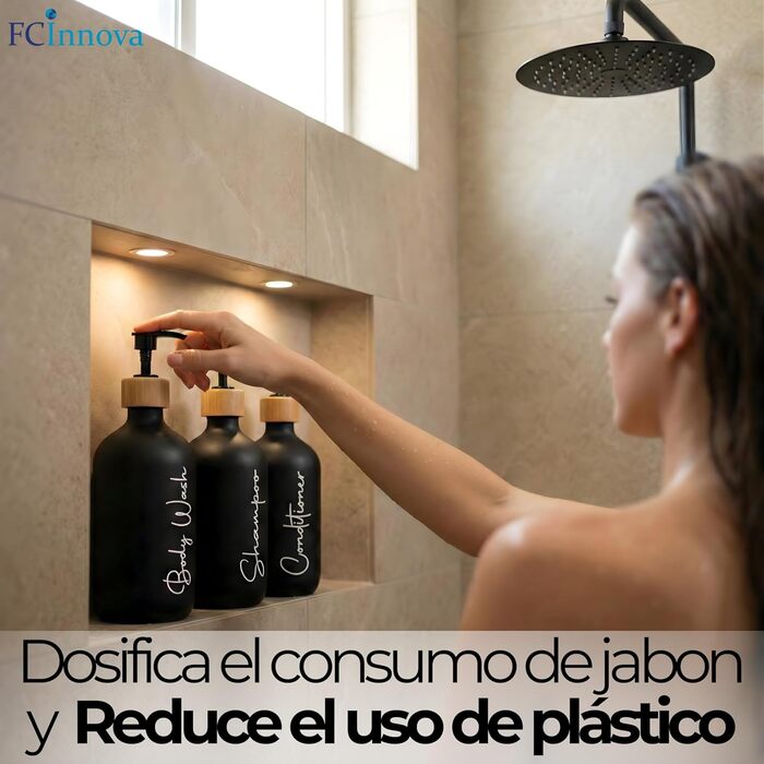 Набір дозаторів для мила в ванну кімнату, матовий чорний, 500 мл, 3 шт. для гелю та шампуню, з воронкою, елегантний та практичний