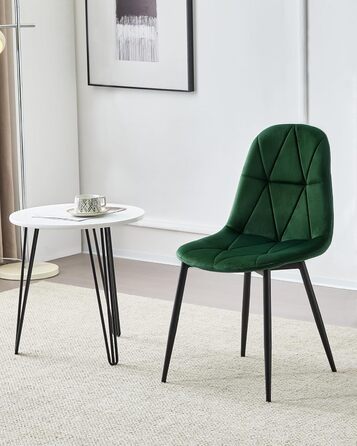 Набір обідніх стільців Lestarain (4 шт.) з підлокотниками, для кухні, вітальні, обідньої кімнати. М'які стільці з оксамитовим покриттям, металевий каркас, ергономічний дизайн, темно-зелений колір