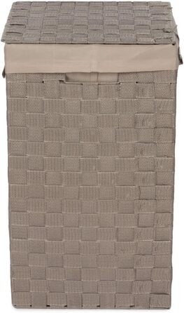 Кошик для білизни RAN6891 Stan з кришкою, ручками, плетіння, металевий каркас, знімний вкладиш з льону, 30 x 30 x 50 см, Бежевий, Коричневий