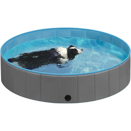 Басейн для великих собак eugad, складаний дитячий басейн, сірий 160x30 см (1 уп.) Темно-сірий