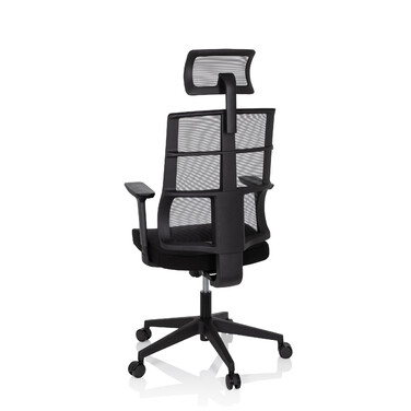 Офісне крісло / Крісло на коліщатках SPINIO PRO з сітчастою/тканинною оббивкою, чорного кольору, hjh OFFICE