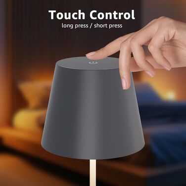 LED настільна лампа MALUX 2 шт. бездротова з сенсором, для дому та вулиці, перезарядна, 3 режими температури кольору, регулювання яскравості, таймер, чорний та сірий кольори