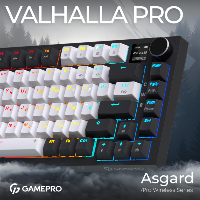 Бездротова механічна клавіатура GamePro Asgard Valhalla Pro (MK160W-D-Pro) 75% Rainy switches