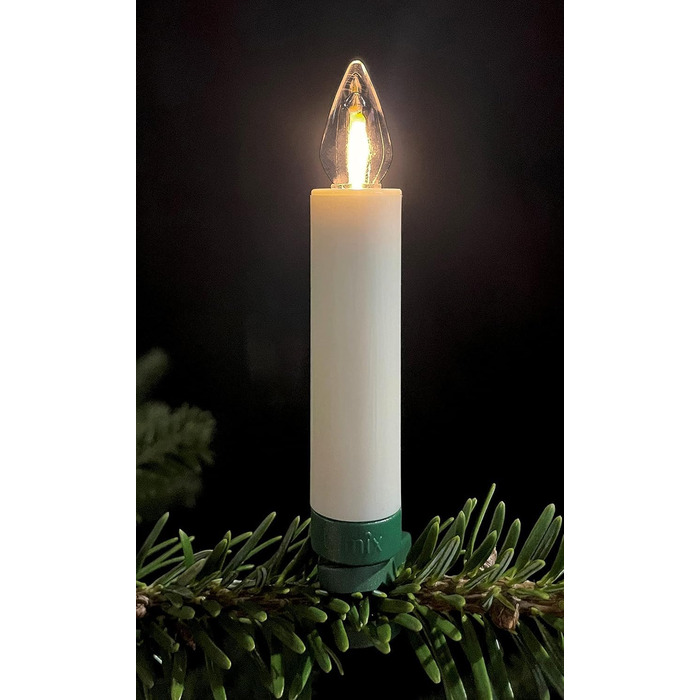 LED-свічки для ялинки Lumix SuperLight Flame Mini Elfenbein, 9 см, тепле біле світло, без пульта, таймер 4 години, розширений набір 6 шт.