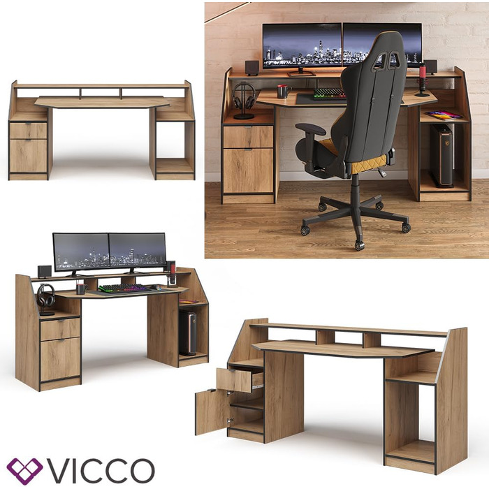 Ігровий стіл Vicco Joel, 179,8 x 65,5 см (Дуб Голдкрафт)