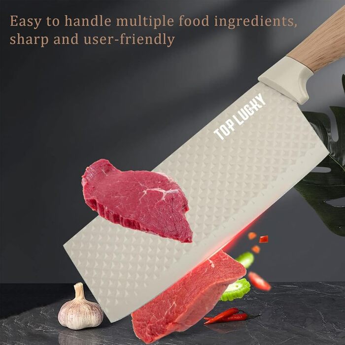 Набір кухонних ножів, 6 предметів, чорний, гострий, з антипригарним покриттям, нержавіюча сталь, з підставкою (Khaki)