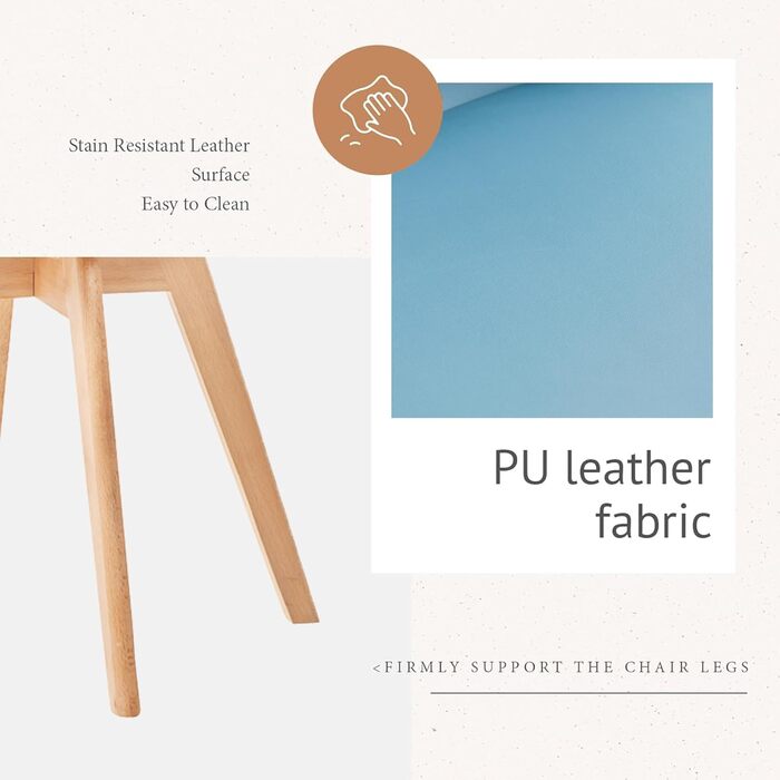 Набір з 6 сучасних стільців для їдальні, кухонних стільців з м'яким сидінням та буковими ніжками для спальні, вітальні, їдальні, кухні