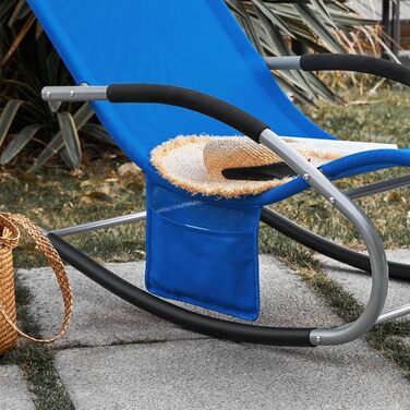 Шезлонг SoBuy для 2 осіб, садова розкладна лежанка, крісло-гойдалка, вологостійка, з подушкою, для тераси, балкону, кемпінгу, до 150 кг, Gartenmöbel OGS28-SCHx2 (Kleinblau)