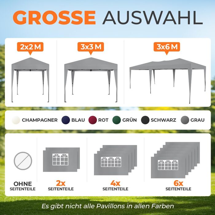 Павільйон Kronenburg Faltpavillon 3x3 м, водонепроникний, UV захист 50+, з 4 боковими частинами, колір шампань