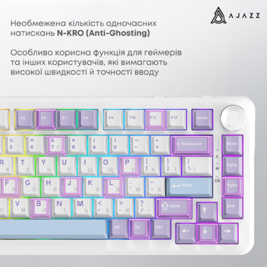 Ігрова дротова механічна клавіатура Ajazz AK820 MAX Magnetic switches-Purple-White-Blue-RGB