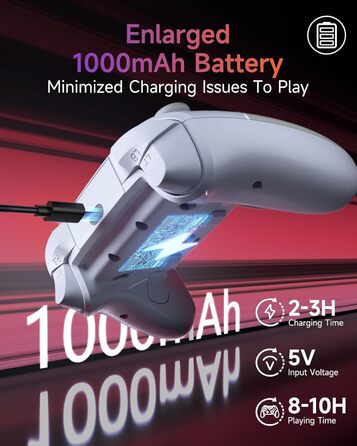 Бездротовий контролер EasySMX X20 з RGB підсвічуванням для PC, Switch, Android. 2 в 1 тригери, знімний джойстик, механічні кнопки, 6-осьовий гіроскоп, білий