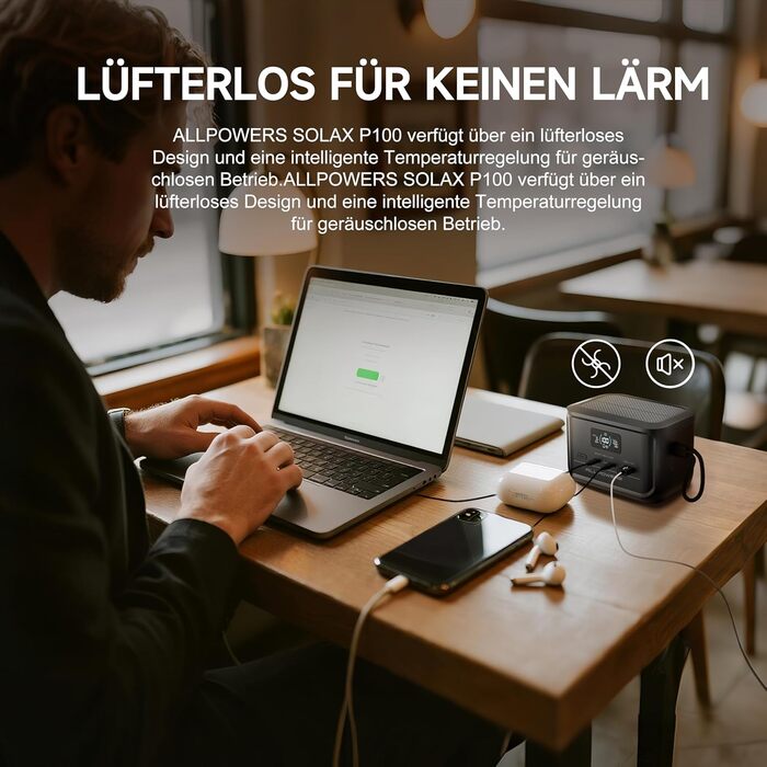 Портативна зарядна станція ALLPOWERS P100, ємність 99,2 Wh, номінальна потужність 100 W